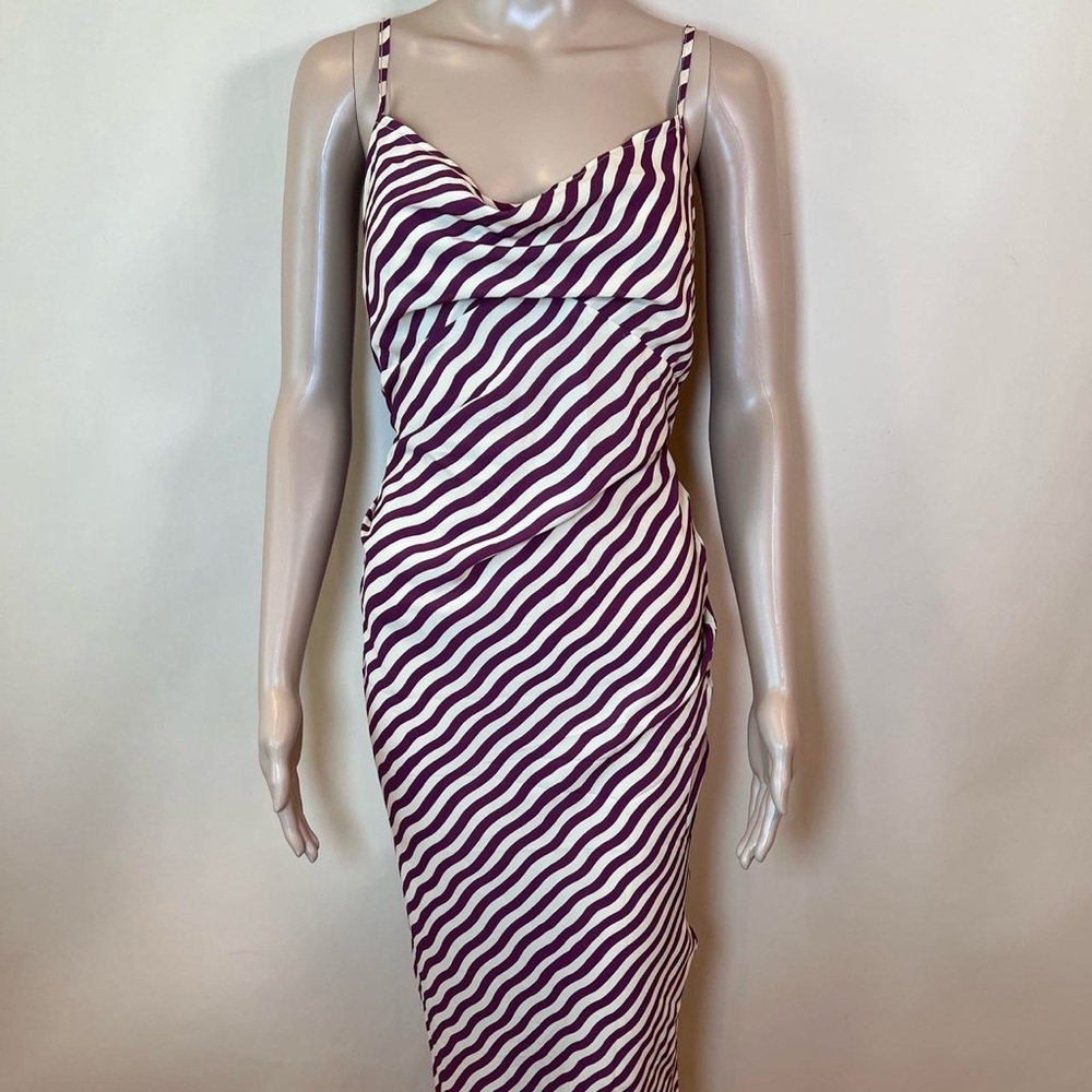 full length semi sheer stripped dress